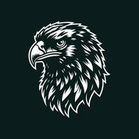 Eagle head vector illustration on black background. Eagle head logo template