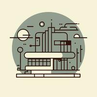 Industrial building. Vector illustration in flat linear style. Design element bauhaus design