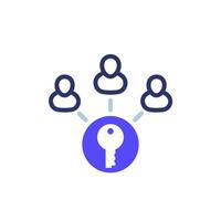 Collective ownership icon with people and a key vector