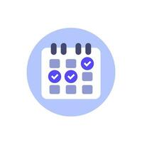 calendar, schedule icon with check marks, flat design vector