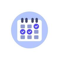 calendario, calendario icono con cheque marcas, plano diseño vector