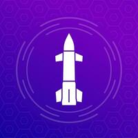 Ballistic missile icon for web, vector