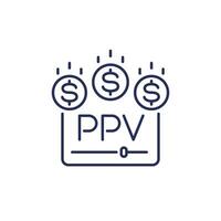 ppv icon, pay per view line vector