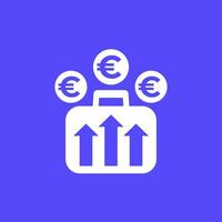 portfolio growth, profit increase icon with euro vector
