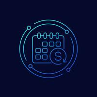 monthly subscription payment icon, automatic renewal, linear design vector