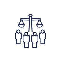 class action line icon, collective legal case vector