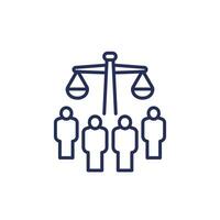 class action line icon, collective legal case vector