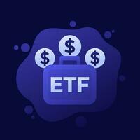 etf portafolio crecimiento icono, intercambiar negociado fondos, vector diseño