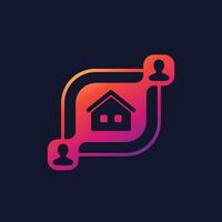 tenants and house icon on dark vector