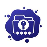 folder and key icon, password protection vector