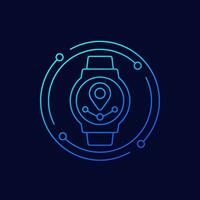gps watch icon, linear design vector