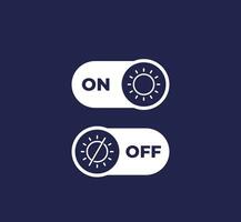 day mode toggle buttons, on and off, vector