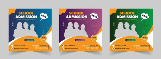 Free Vector School Admission Social Media Post and Back to School Educational Web Banner Template design