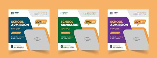 Free Vector School Admission Social Media Post and Back to School Educational Web Banner Template design