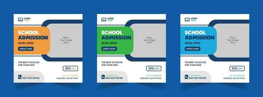 Free Vector School Admission Social Media Post and Back to School Educational Web Banner Template design