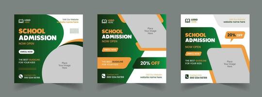 Free Vector School Admission Social Media Post and Back to School Educational Web Banner Template design