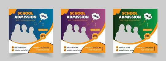 Free Vector School Admission Social Media Post and Back to School Educational Web Banner Template design