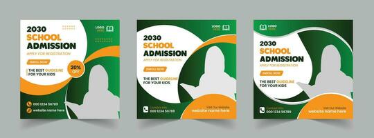 Free Vector School Admission Social Media Post and Back to School Educational Web Banner Template design