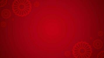 Monochromatic Crimson Red With Outline Flowers Decoration Simple Horizontal Looping Animation Blank Video Background