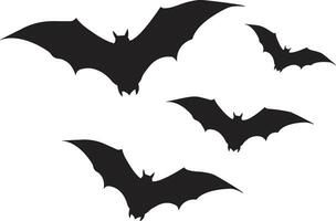 Halloween Bats flying icon in flat. isolated on Halloween concept Horrific black bats swarm Flying fox night creatures. bats traditional Horror group vector for apps web