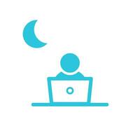 noche trabajando icono, oficina, avatar, persona, desde azul icono conjunto vector