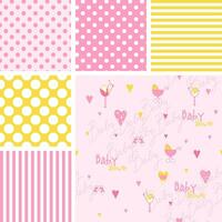 Set of cute baby shower patterns vector