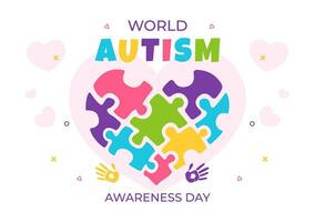 World Autism Awareness Day Vector Illustration with Ribbon of Puzzle Pieces in Healthcare Flat Background Design