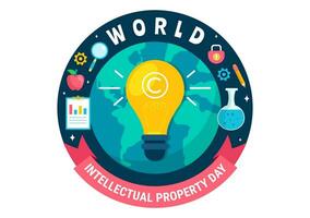 World Intellectual Property Day Vector Illustration on 26 April with Brain and Light Bulb for Innovation and Ideas Creativity Concept Background