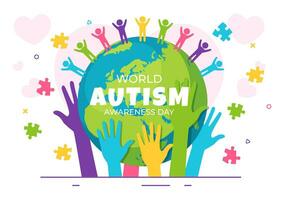 World Autism Awareness Day Vector Illustration with Ribbon of Puzzle Pieces in Healthcare Flat Background Design