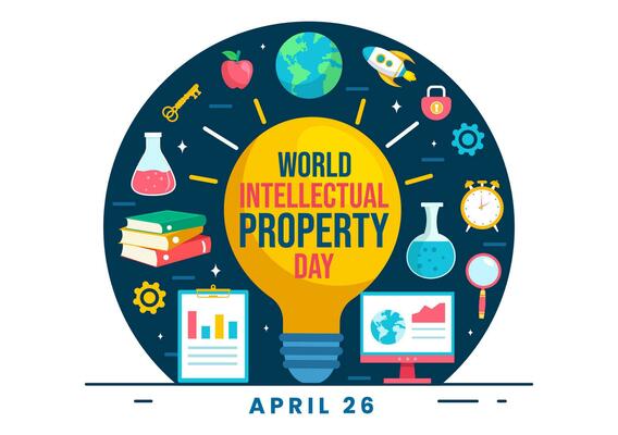 World Intellectual Property Day Vector Illustration on 26 April with Brain and Light Bulb for Innovation and Ideas Creativity Concept Background