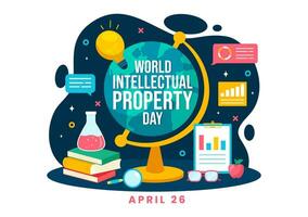 World Intellectual Property Day Vector Illustration on 26 April with Brain and Light Bulb for Innovation and Ideas Creativity Concept Background