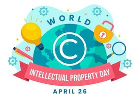 World Intellectual Property Day Vector Illustration on 26 April with Brain and Light Bulb for Innovation and Ideas Creativity Concept Background