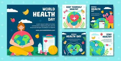 Health Day Social Media Post Flat Cartoon Hand Drawn Templates Background Illustration vector