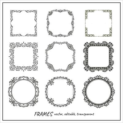 Vintage calligraphic frames. Retro elegant ornamental borders for certificates, invitations, save the date.