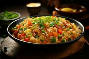 AI generated Balanced feast Enjoy a nutritious dinner with Asian fried rice photo