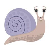 Cute cartoon snail with surprise emotion. Vector illustration isolated on white background.