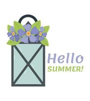 Hola verano concepto con flores diseño, vector ilustración