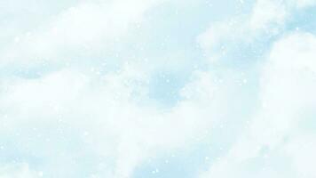 Abstract blue winter watercolor background. Sky pattern with snow vector