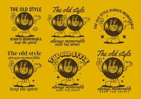 The old style always memorable. Character illustration of vinyl with happy expression vector