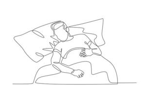 A man is sleeping wearing a blanket vector