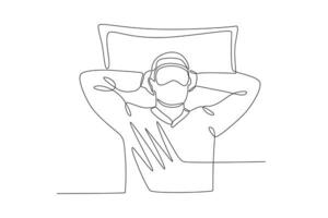 A man sleeps with a blindfold vector