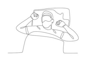 un hombre duerme en un muy suave colchón vector
