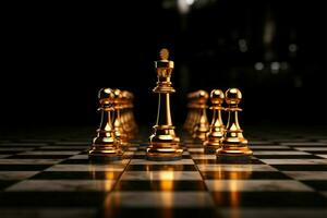 AI generated Game changer Golden pawn steps out, representing disruptive and unique thinking photo