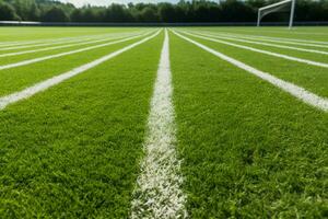 AI generated Sporty precision white stripe enhances the beauty of the soccer field photo