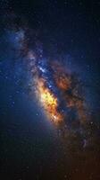 ai generado galáctico belleza estrellas y espacio polvo iluminar el lechoso camino vertical móvil fondo de pantalla foto