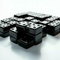 AI generated Isolated black domino blocks, business and education concept on white For Social Media Post Size photo