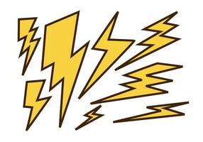 Set lightning bolt. Thunderbolt flat style.Thunder and Bolt Lighting Flash Icons Set on white background. vector