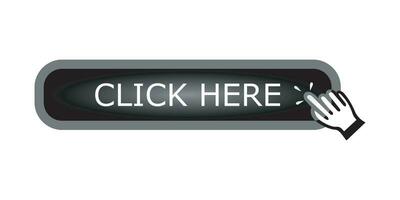 Click here button with hand pointer clicking. vector