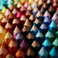 AI generated Macro shot of many colored pencils, forming a colorful background For Social Media Post Size photo