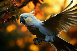 AI generated Algorithmic charm, a parrot in the forest crafted by AI photo